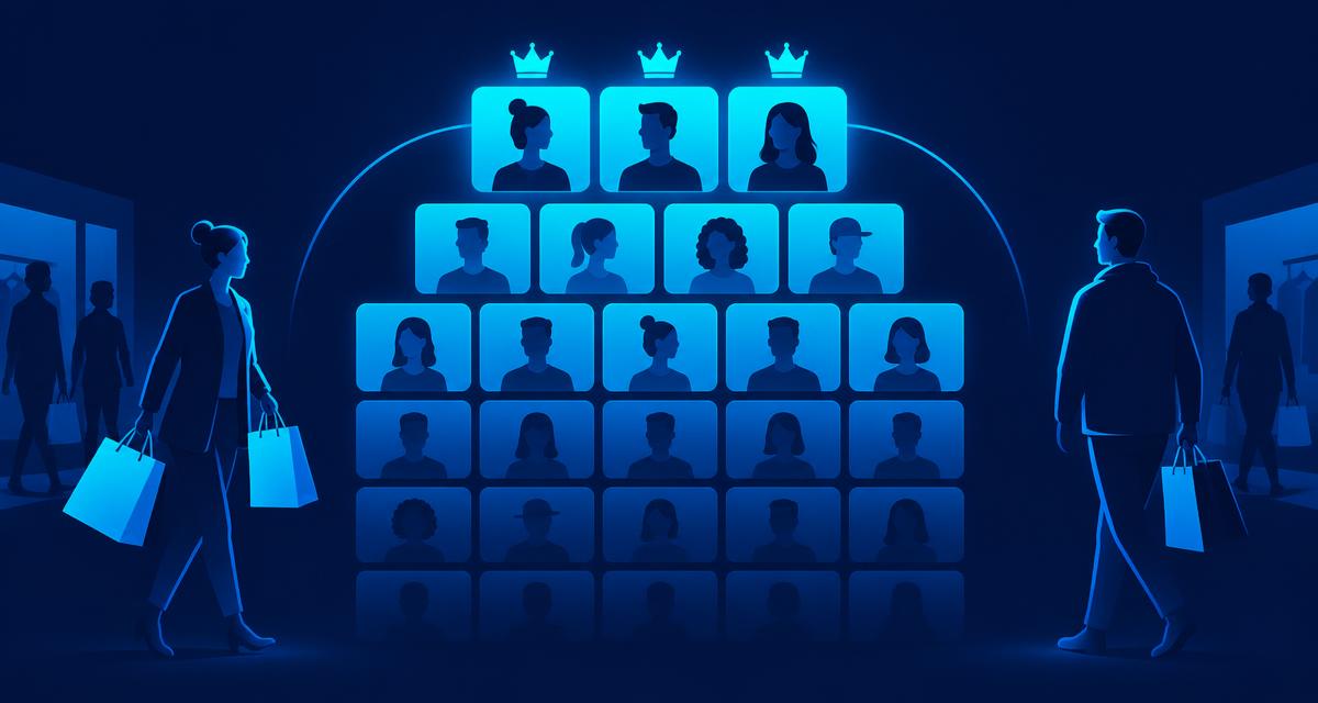 Matriz RFM de uma loja: os 11 grupos de clientes por recência, frequência e valor, com o percentual de clientes e de faturamento de cada um — os melhores clientes da loja são 12 % da base e 22 % da receita